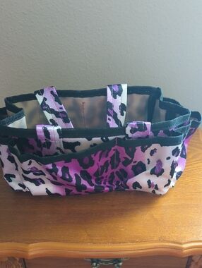 Purple Leopard Print Tote Organizer For Purse.